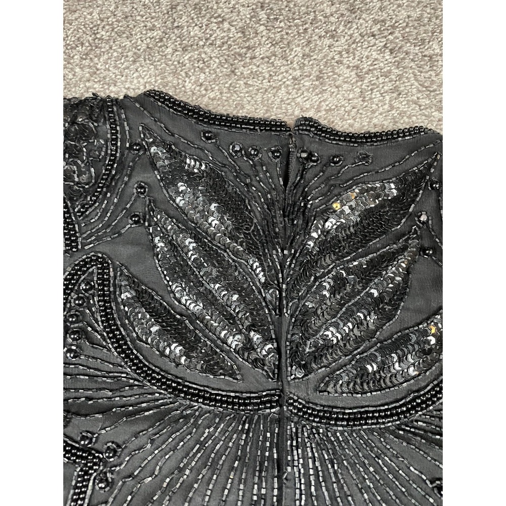 Adrianna Papell Evening Dress Womens Small Silk Bead Party Whimsigoth Fairy Goth - Picture 11 of 13